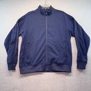 Athleta Full Zip Jacket Navy Leopard Jacquard Print Mesh Lined‎ Women's Large